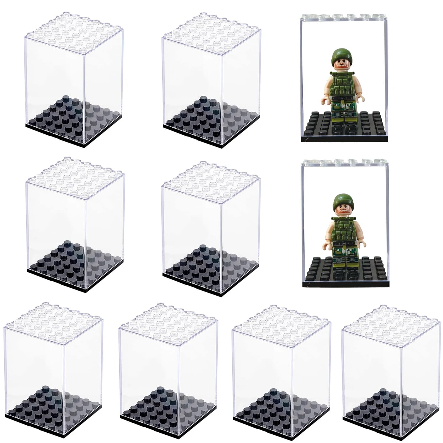 Vetrina per minifigure, custodia per giocattoli in acrilico per piccole action figure, vetrina per blocchi di costruzione per minifigure, azione
