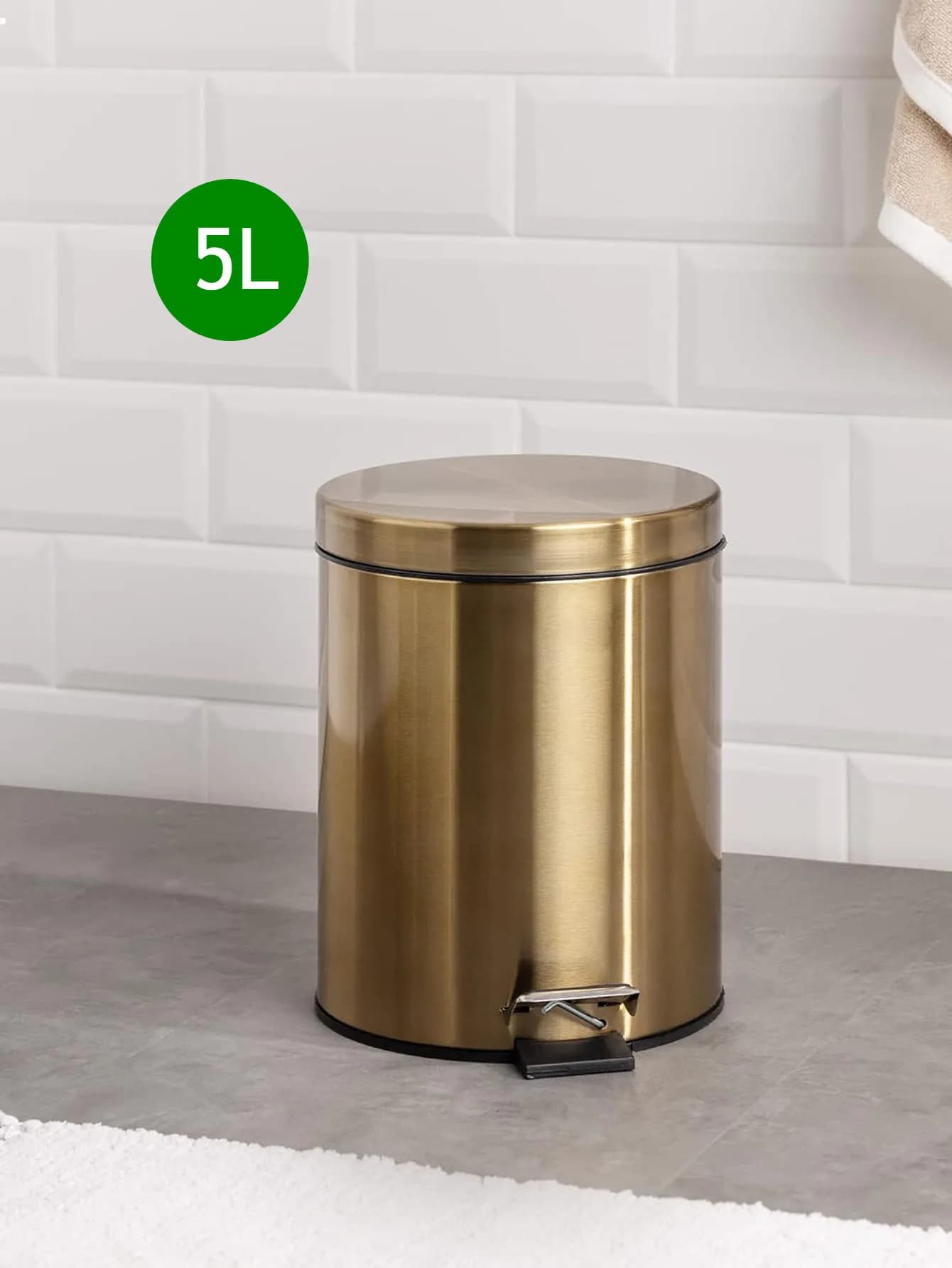 Pattumiera in acciaio inossidabile oro 5L pattumiera da cucina pattumiera da bagno in metallo impermeabile con coperchio e secchio interno rimovibile