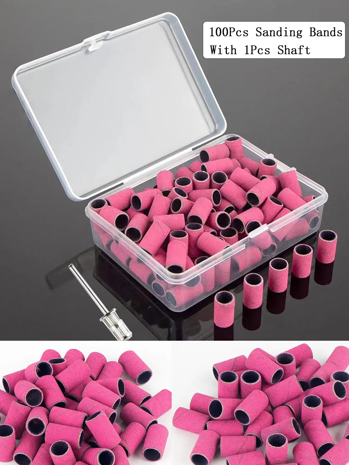 100 pieces of abrasive tapes with 1 piece of metal rod set nail drill tips to remove the enamel dead skin gel calli cutter drill tip