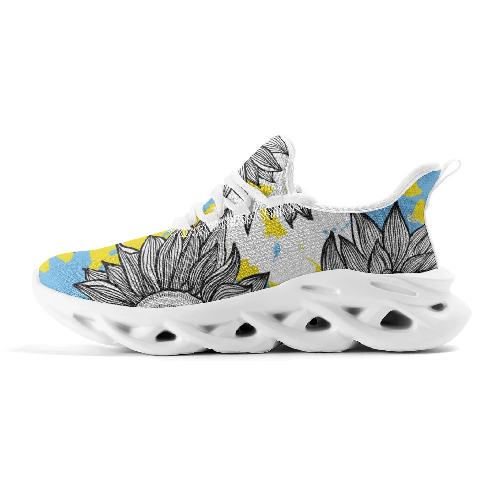 Sneakers casual da donna con stampe di girasoli, scarpe da passeggio leggere, calzature sportive da corsa femminili