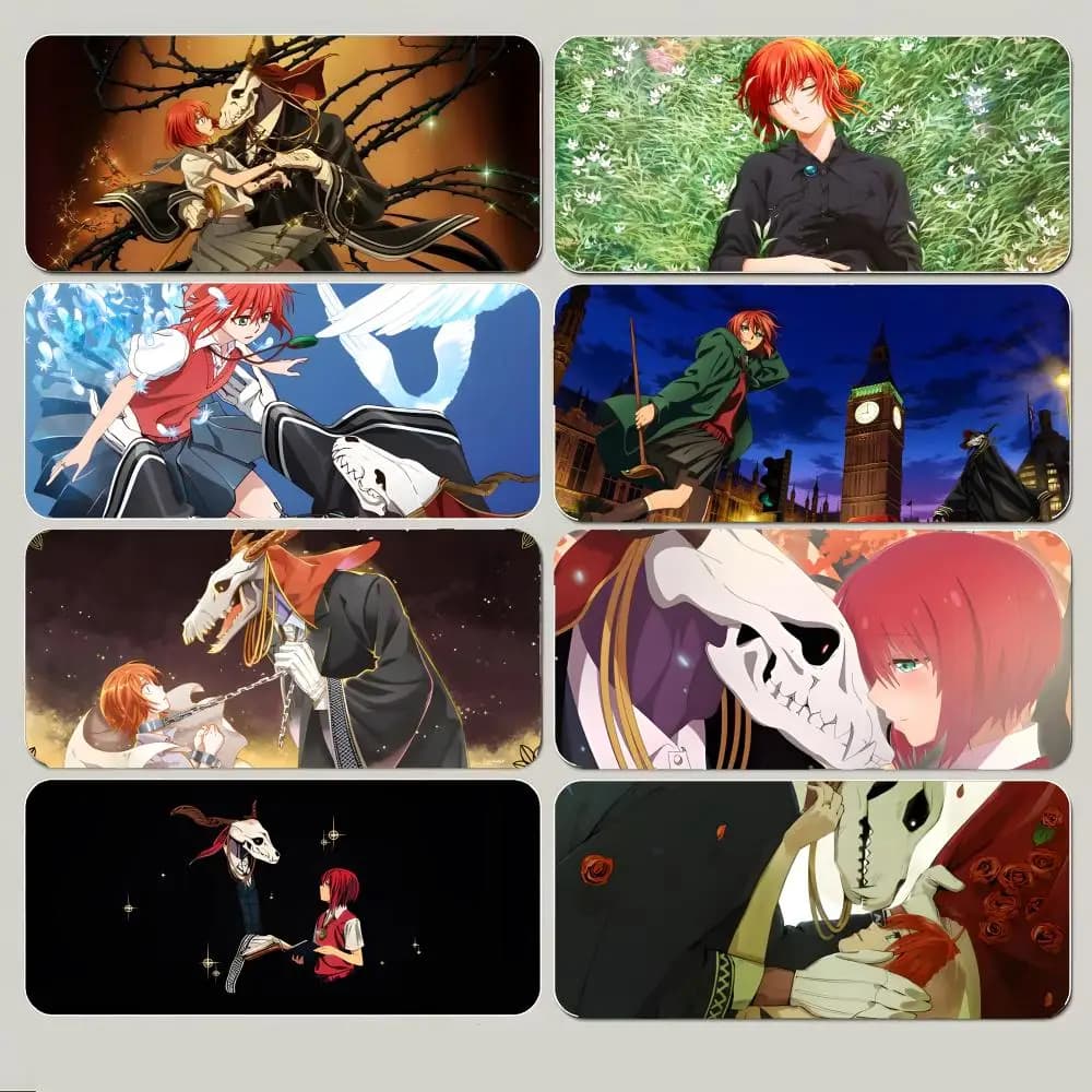 Bellissimo tappetino per mouse Fantasy Anime The A-Ancient Magus'Bride, grande tappetino per mouse da gioco con bordo cucito spesso, tappetino da scrivania antiscivolo