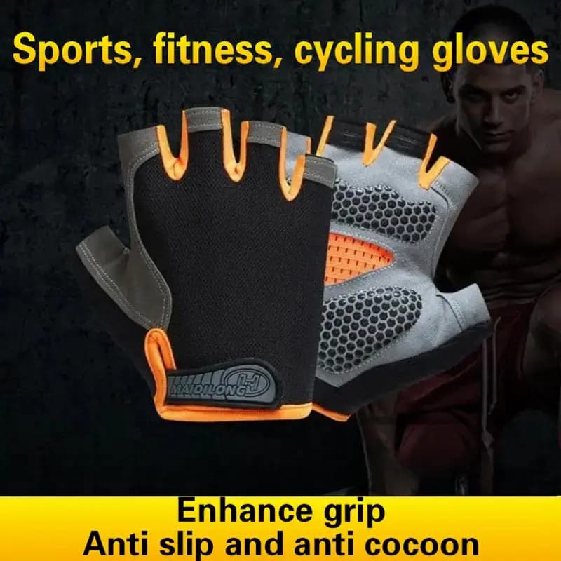 Men Women Half Finger Bike Gloves Anti Slip Shock Absorbing Breathable Design For Cycling Gym Daily Sports Use