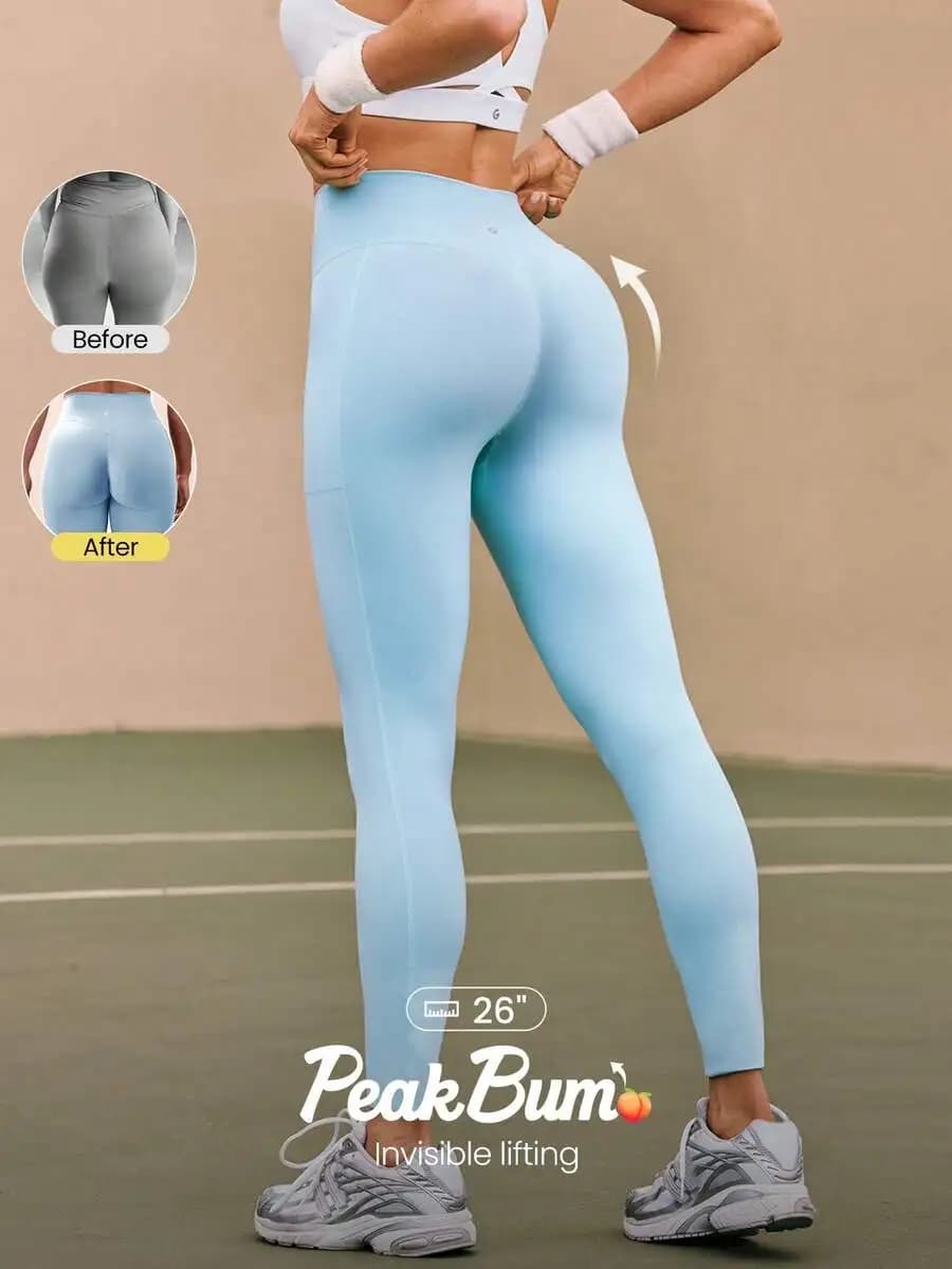 Leggings a compressione invisibili da 26 pollici, ad asciugatura rapida, traspiranti, a vita alta, per allenamento e yoga