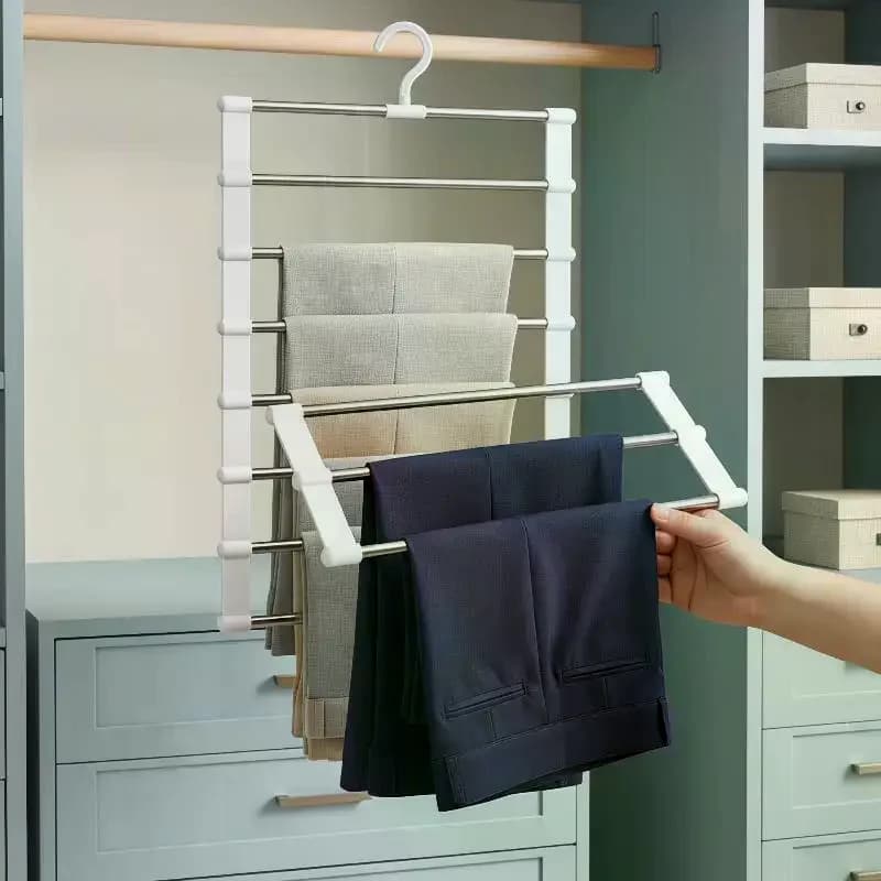 1/2pcs Multi-Layer Pants Hanger Space Saving Closet Organizer Foldable Trousers Clothes Rack Wardrobe Storage Home Organization
