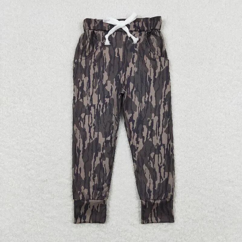 Nuovi pantaloni autunnali rts boy con lacci pantaloni boutique per neonato in seta mimetica moda latte