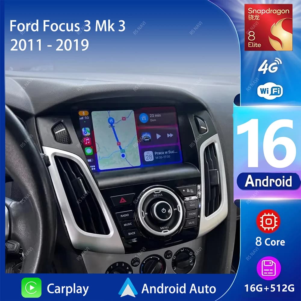 Autoradio Android 15 con Carplay e Auto, Lettore Multimediale per Ford Focus 3 2011-2019, WiFi+4G DSP GPS Stereo 2din