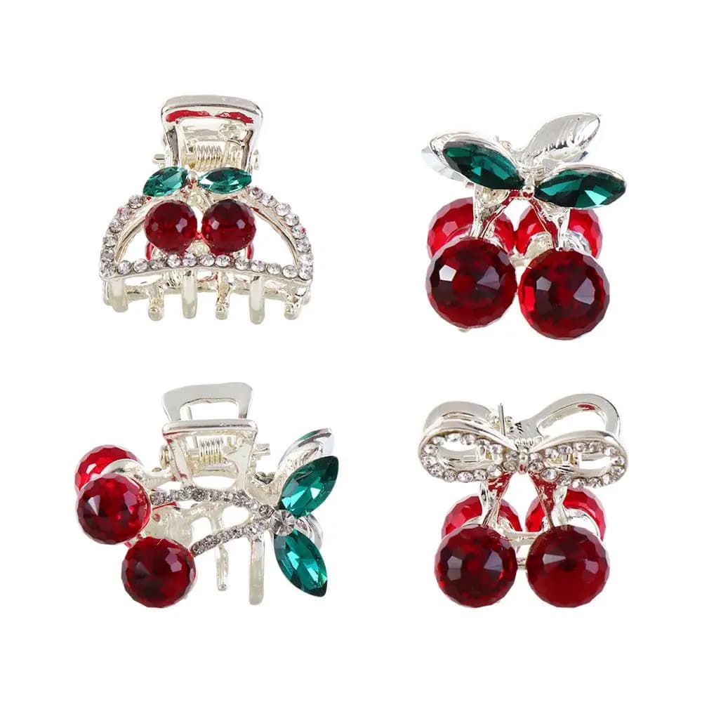Simple Diamond Little Grab Clip Crystal Mini Cherry Hair Claw Female Hair Accessories Rhinestone Hairpin Korean Style Headwear