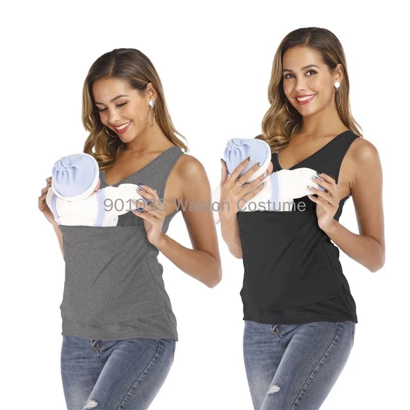 T-shirt con tasca a marsupio di sicurezza Marsupio estivo Gilet per gravidanza Vestiti Madre Padre Maniche corte Top T-shirt per l'alimentazione