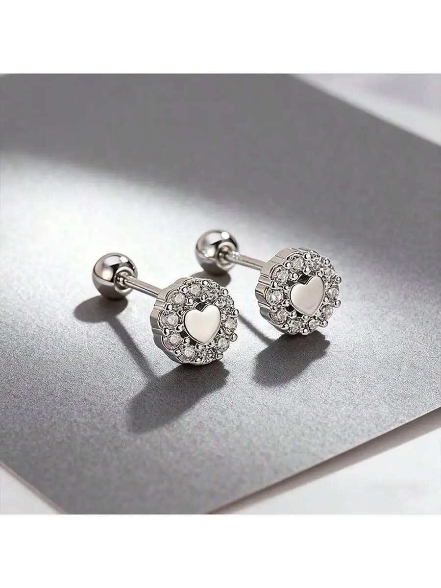 2pcs Stainless Steel Hypoallergenic Earrings | Shiny Heart Line Design, Elegant & Lightweight | Minimalist, Versatile For Holida
