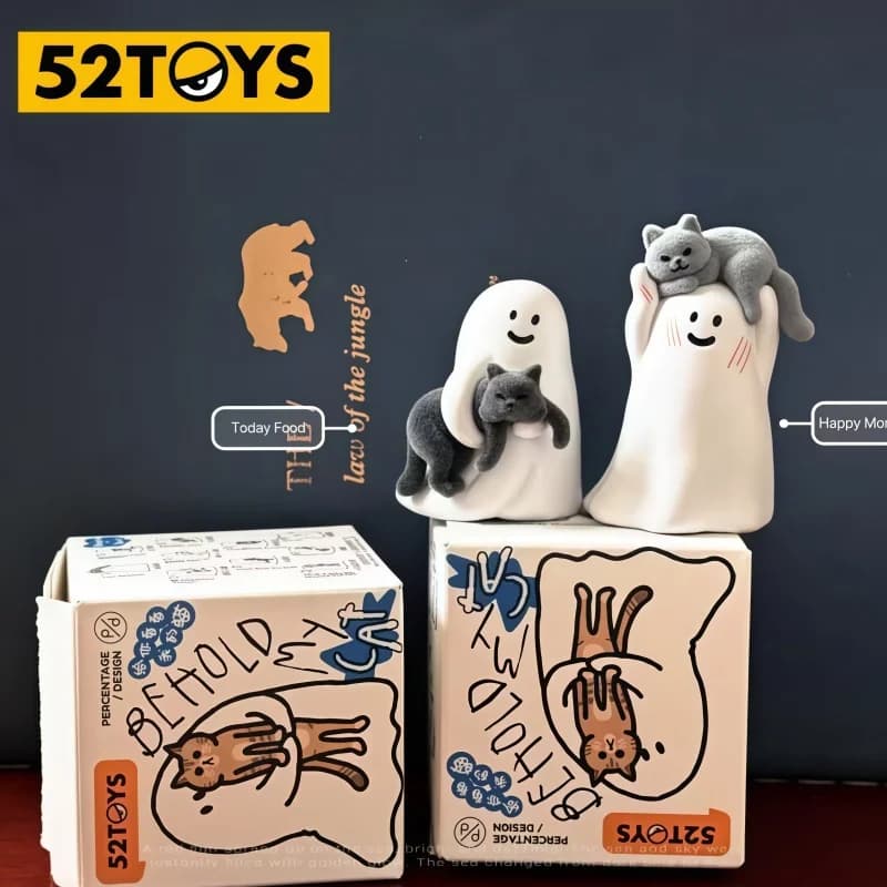 52TOYS Nuova Serie Originale Ghody Little Ghost Cat, Mini Figurine in PVC, Blind Box, Decorazione Kawaii, Giocattolo Trendy, Regalo Sorpresa per Ragazze