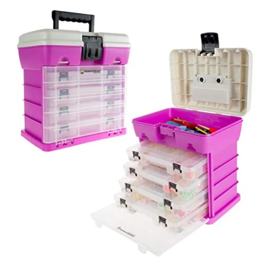 Organizer per Attrezzi - Cassetta Portaoggetti con 4 Cassetti e 19 Scomparti per Forniture da Campeggio e Attrezzatura da Pesca di Outdoors