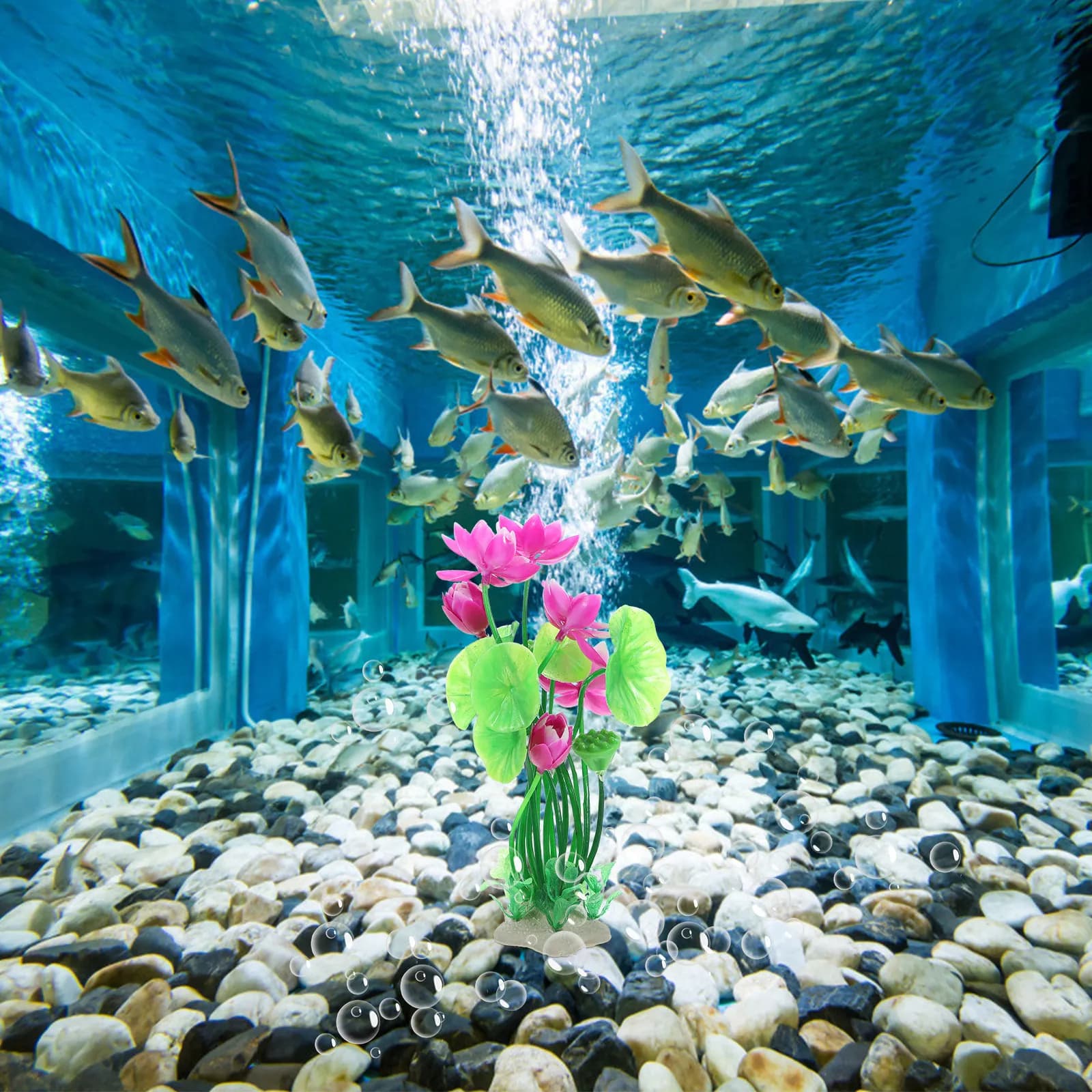 Decorazione in Plastica a Forma di Radice di Loto Artificiale per Acquario, Piante Acquatiche Realistiche, Ornamento Finto di Loto per Pesci