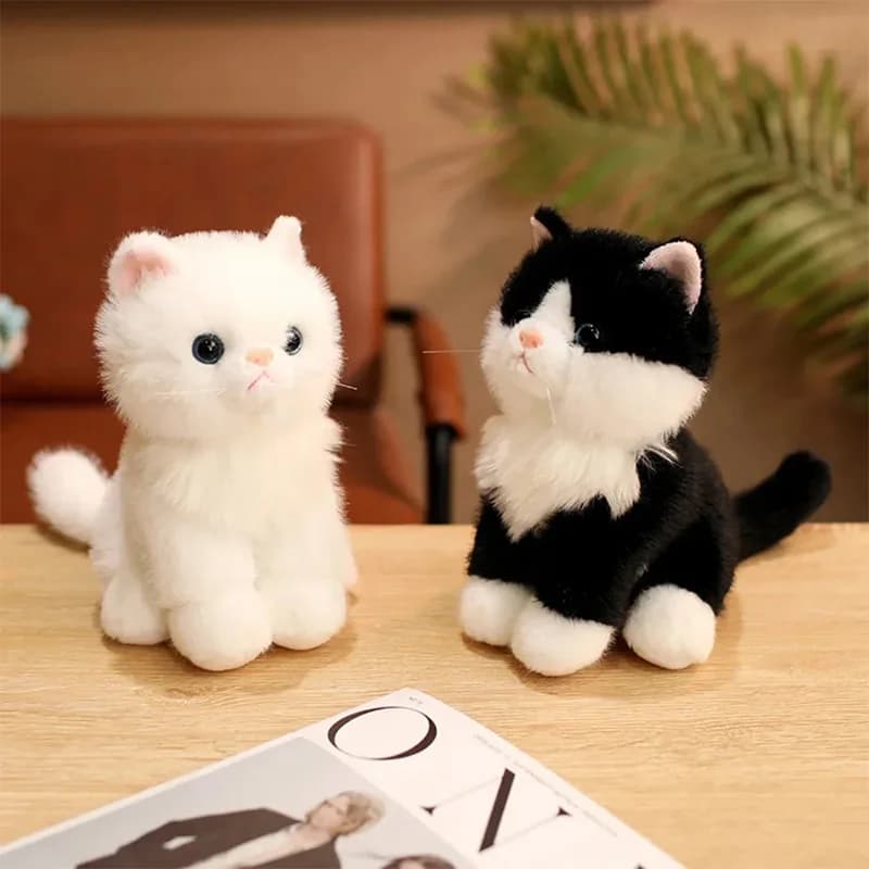 Gatto realistico morbido da 22 cm, simpatico gattino seduto, peluche, decorazione per la casa, regalo di compleanno per bambini, ragazza, gatto arancione, Dragon Li