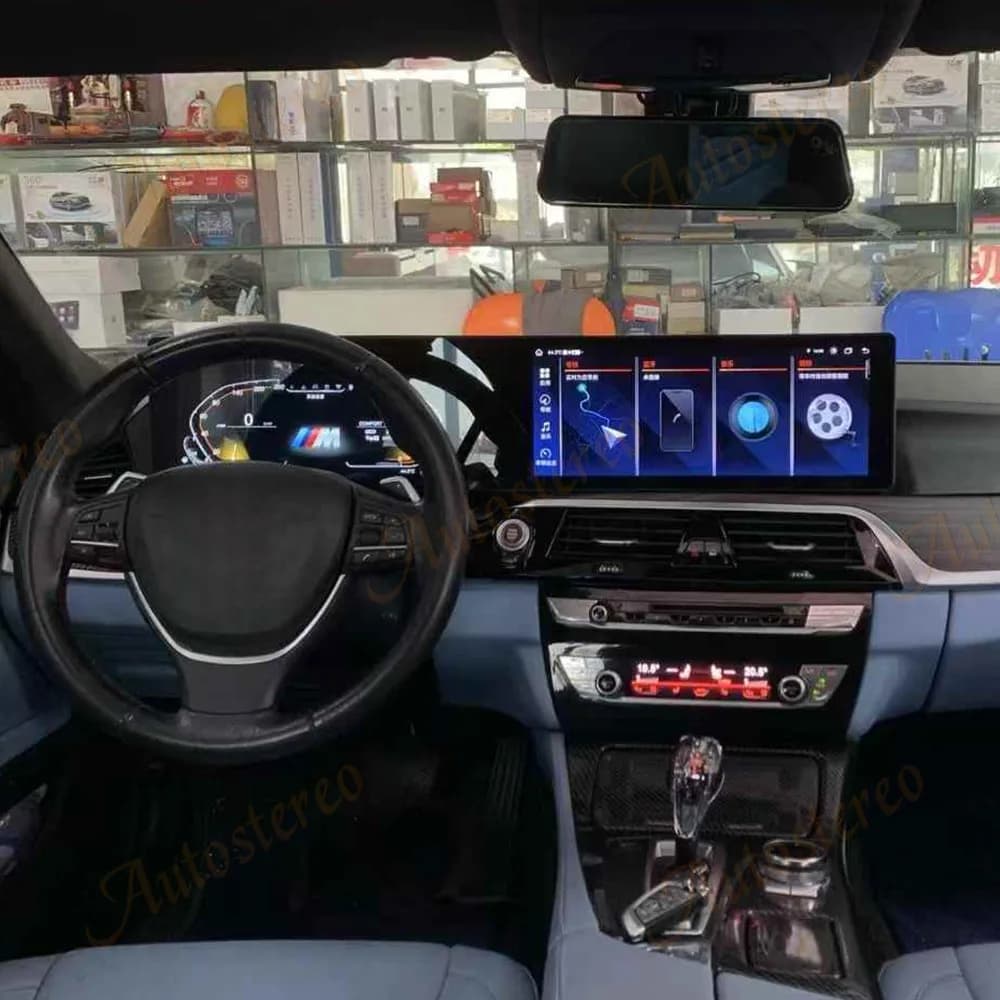 Contachilometri doppio schermo da 25 pollici Carplay Android 14 per BMW Serie 5 F10 F11 F18 2009-2017 Lettore multimediale per auto Navigazione GPS per auto