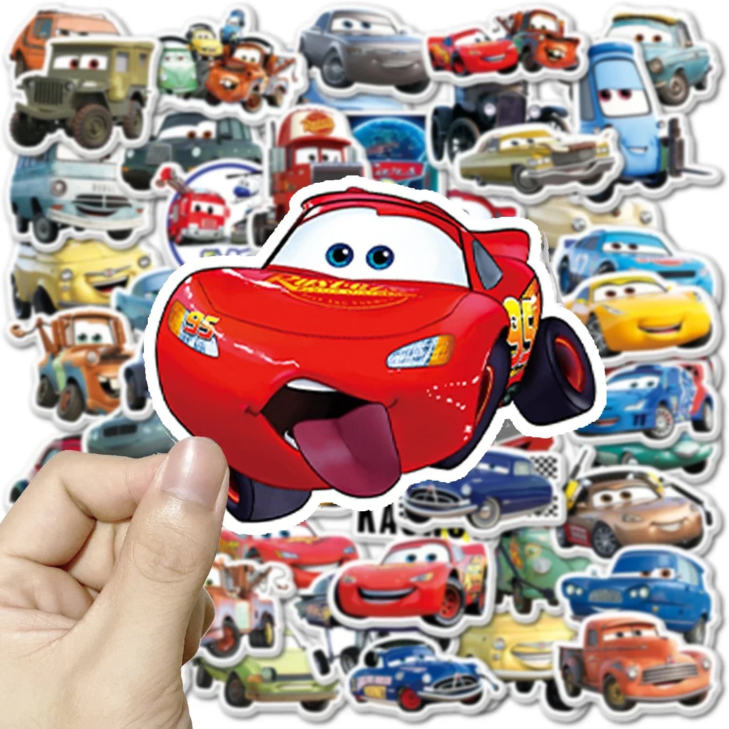 50 Pezzi Adesivi Kawaii Disney Anime Cars, Simpatici Decalcomani di Lightning McQueen, Adesivi per Bottiglie d'Acqua, Telefoni, Quaderni, Graffiti