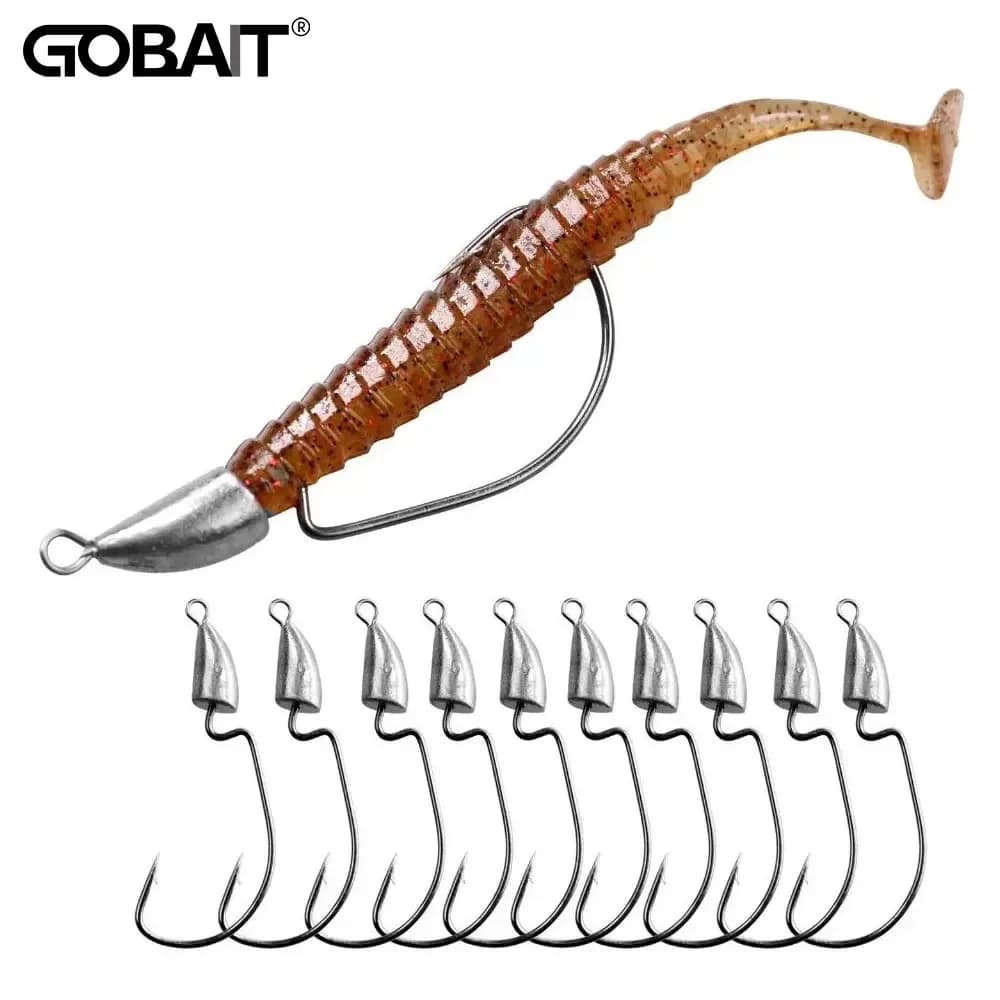 10PCS Metallo Jig Testa Verme Gancio 3.5g 7g 10g 20g Peso Manovella Ami Gear Zavorra Pesca per Richiamo Texas Rig Attrezzatura da pesca Kit
