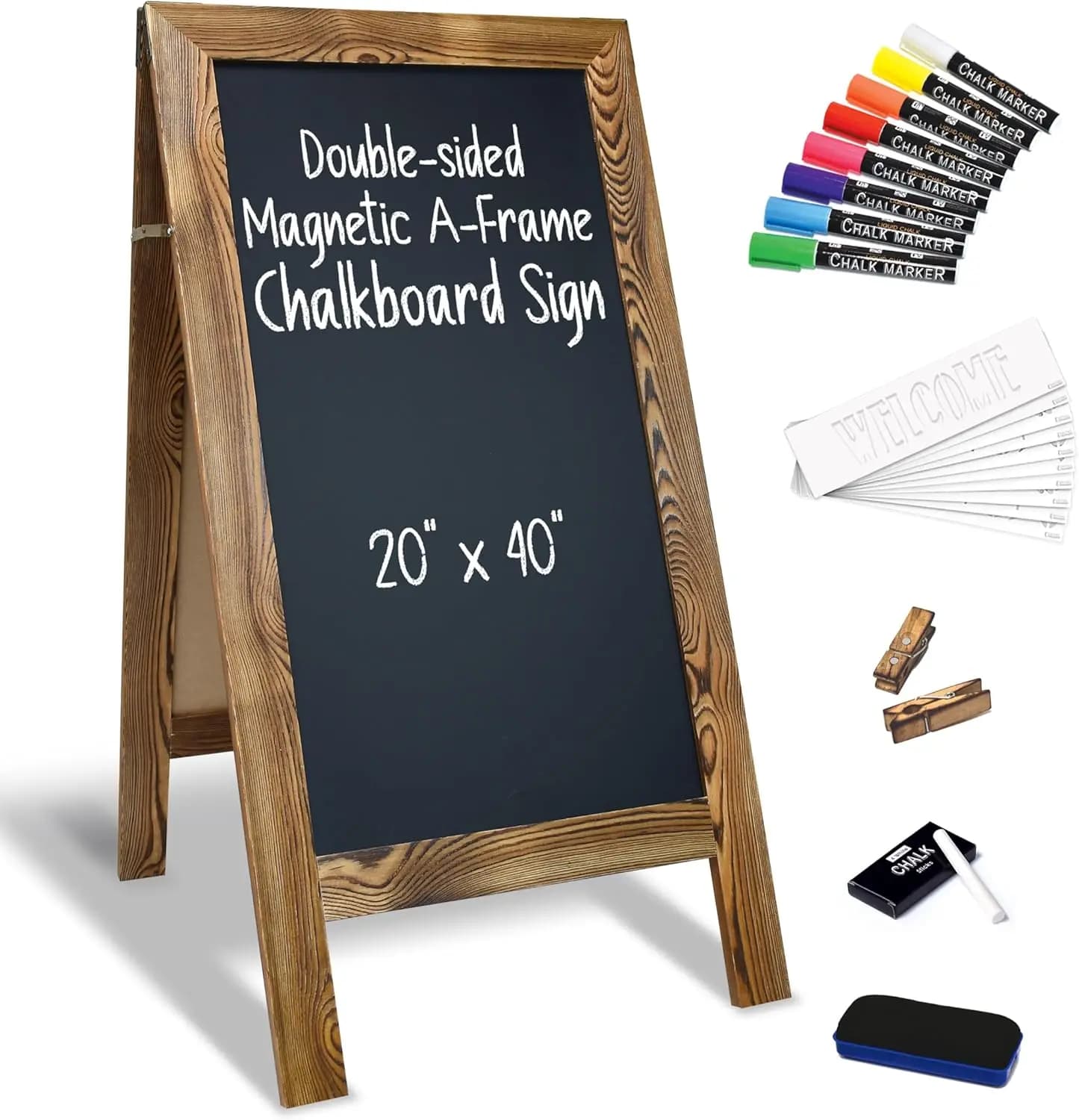 Lavagna Magnetica Extra Grande a Cavalletto, con Supporto e Accessori Multipli per Cartellone Pubblicitario da Esterno