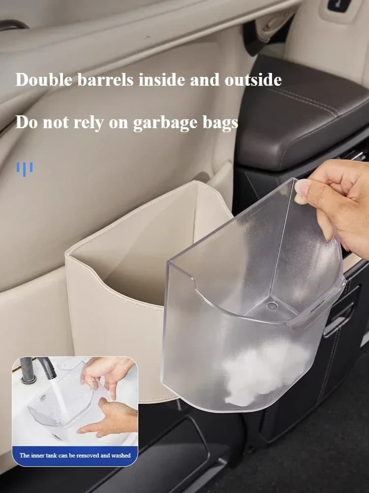 For40 Series Alphard/Vellfire Car leather hanging trash can convenient and dirt-resistant washable inside and outside two layers