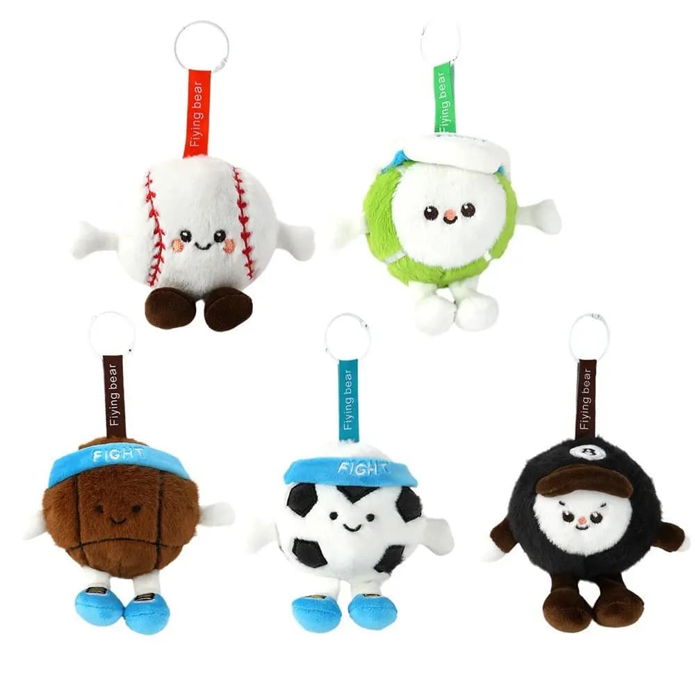 Nuovo Portachiavi Creativo a Forma di Baseball, Giocattoli di Peluche Morbidi e Carini a Forma di Pallone da Calcio, Divertenti Giocattoli Pelosi, Portachiavi a Forma di Palla, Regali per Amici