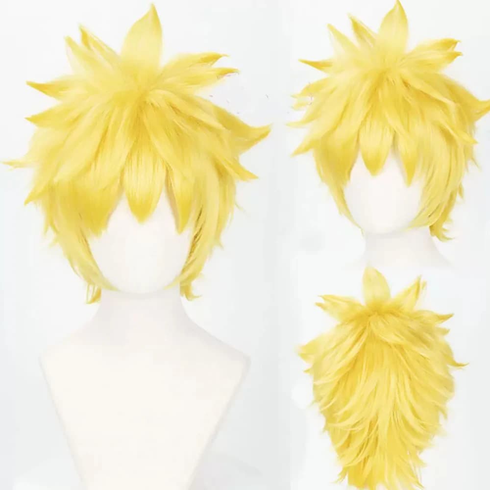 Synthetic Hair Wig Uzumaki Cosplay Wig Yellow Curly Short Wig Rose Net