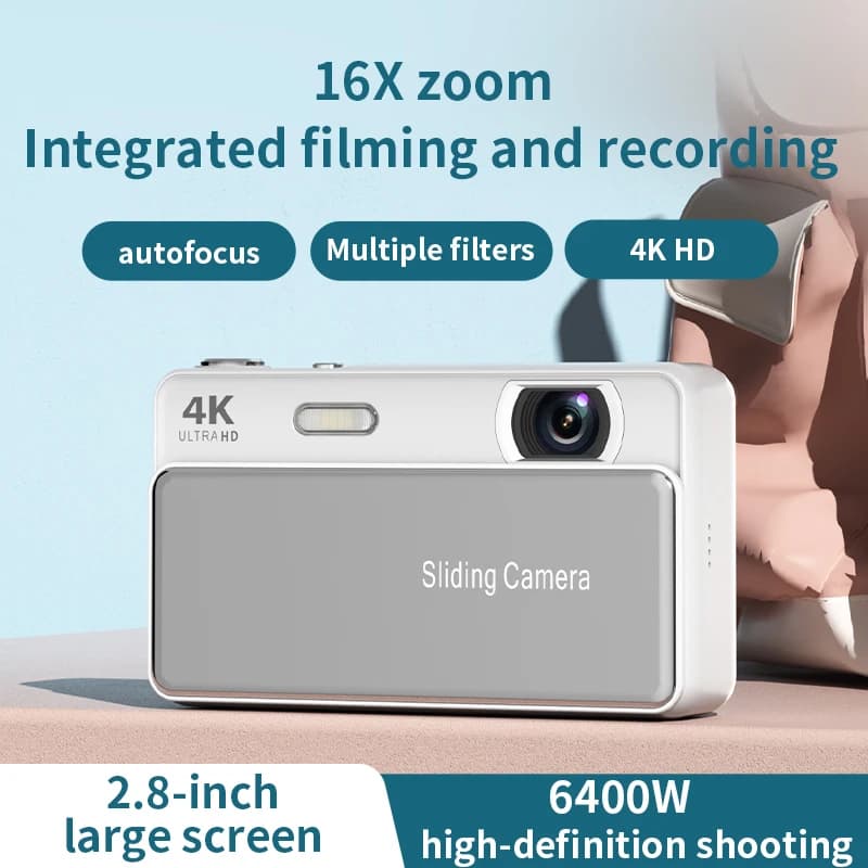 Sliding Digital Camera 4K HD Camera CCD Campus for Taking Photos and Recording Integrated Student Card Machine for Gifts