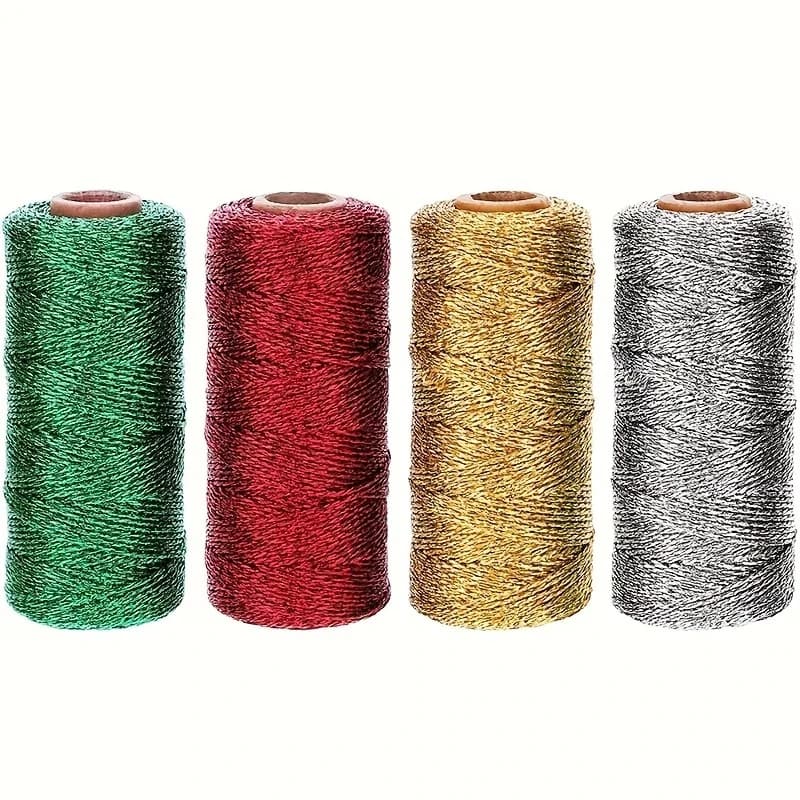 100M Christmas Gold String for Gift Wrapping Metallic Twine Decorative Craft String Present Wrapping for DIY Gift Decorations
