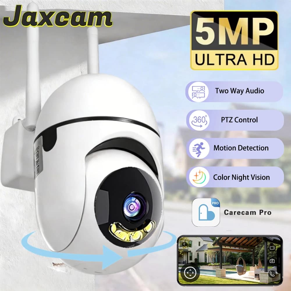 Telecamera WiFi Carecam Pro 5MP Compatibile con Smart Home, Telecamera IP Wireless per Interni con Rilevamento AI, Monitor di Sicurezza per Bambini