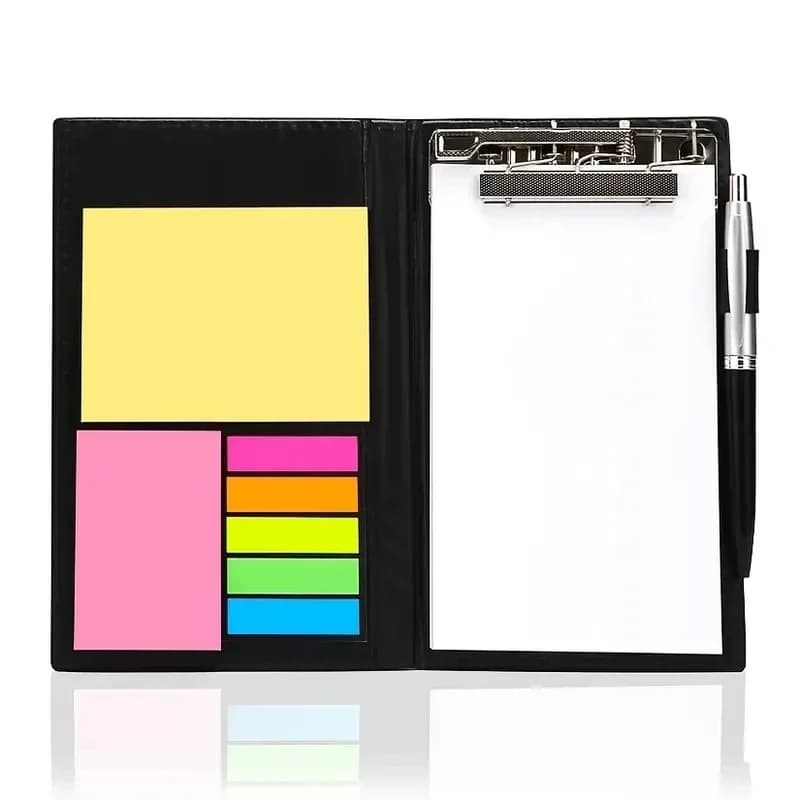Taccuino in PU con note adesive Memo Pad Organizer Planner Notebook con tamponi antigraffio in carta bianca e quaderni con blocco note con penna a sfera