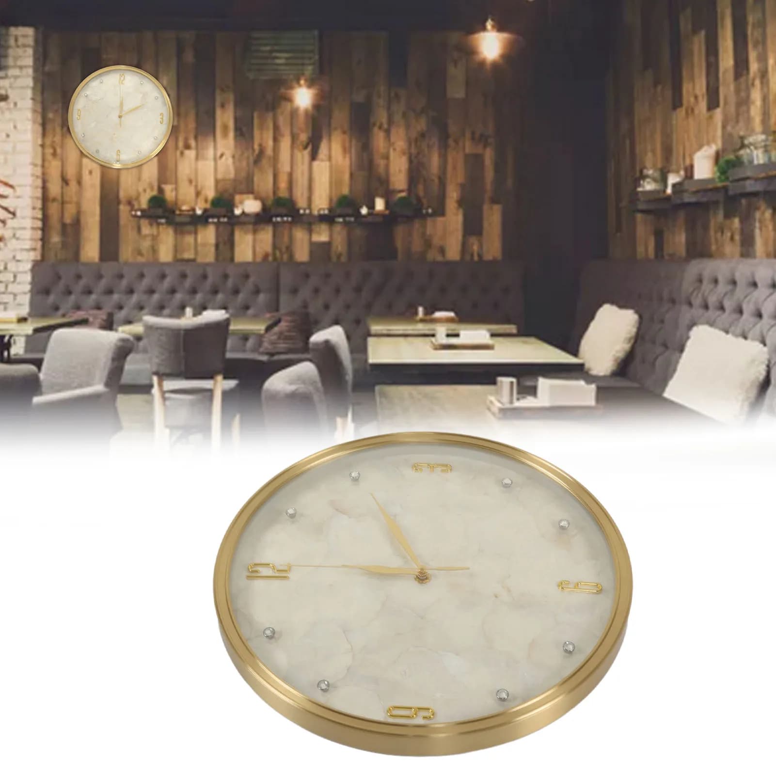 Orologio da Parete Silenzioso Rotondo con Cassa in Rame, Processo di Verniciatura a Alta Temperatura, Orologio Decorativo da Parete per Casa