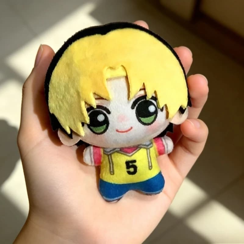 Cute Hikaru No Go Shindo Hikaru Mini Plush Keychain Chibi Boy Yellow Jersey No.5 Soft Stuffed Pendant Gift for Anime Game Fans