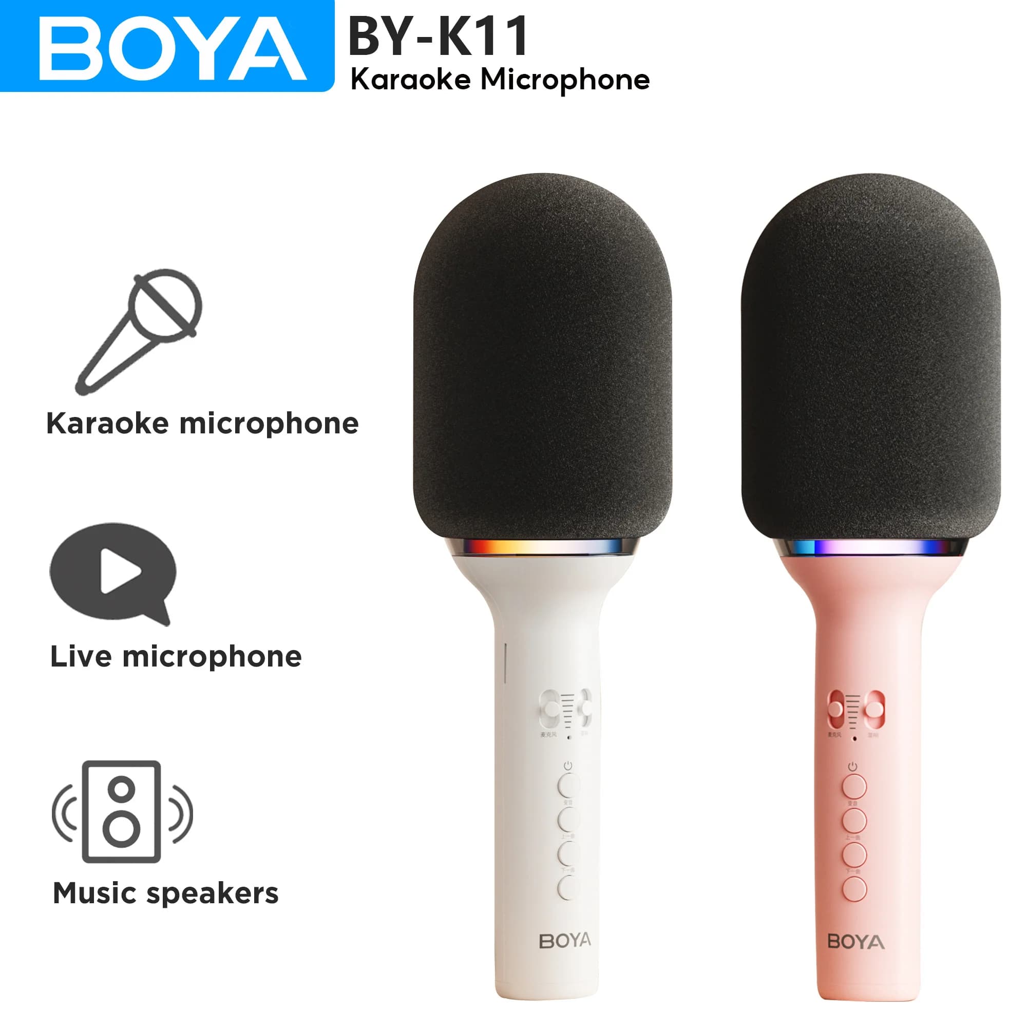 BOYA K11 Microfono Karaoke Bluetooth senza fili Microfono portatile portatile Altoparlante Macchina Festa in casa Compleanno Casa KTV per Smartphone