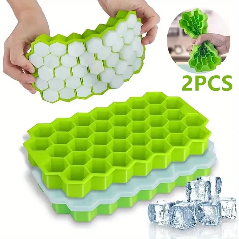 1/2/3pcs Reusable Free Silicone Ice Mold with Removable Lids, 148 Grids Ice Cube Tray, Creative Honeycomb Ice Mould for Home Use