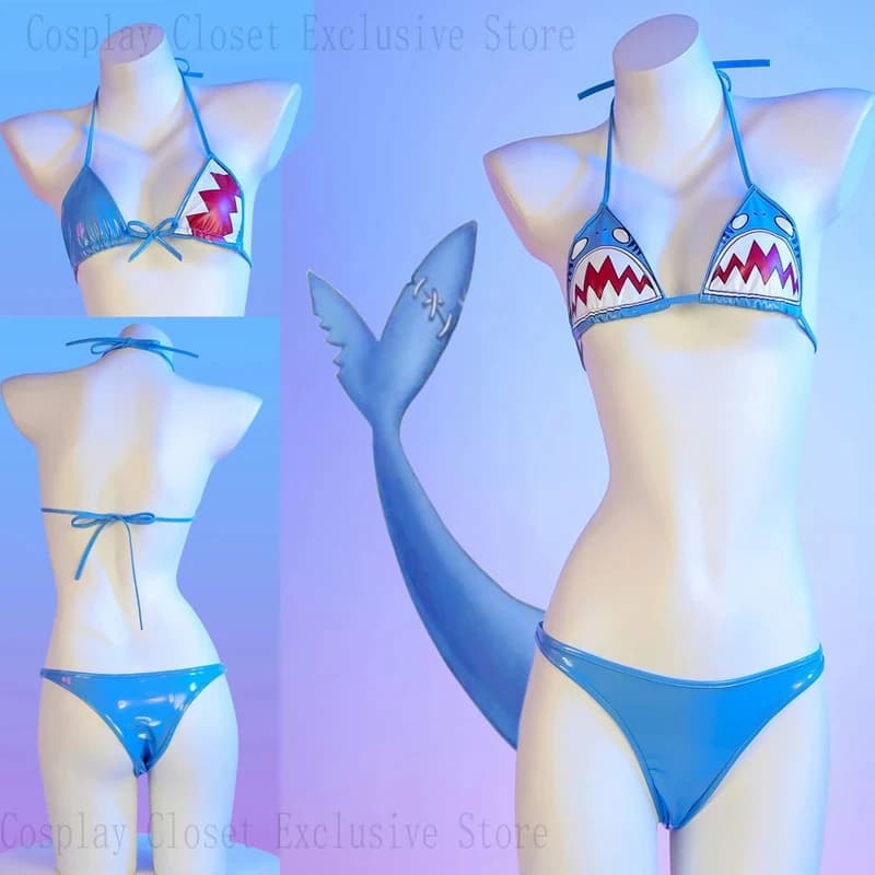 ❤️ ❤️ ❤️ Costume da bagno Kawaii Shark di Hololive Vtuber Gawr Gura, sexy costume cosplay in pelle, reggiseno e intimo anime per donna, bikini. ❤️ ⭐️ ❤️