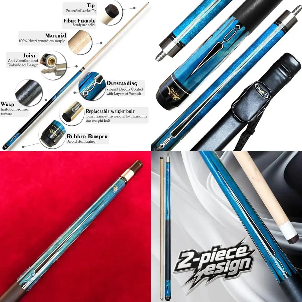 Stecca da biliardo professionale in acero con punta da 13 mm, lunghezza 58, opzioni 19-21 Oz - Blu, Rosso, Verde