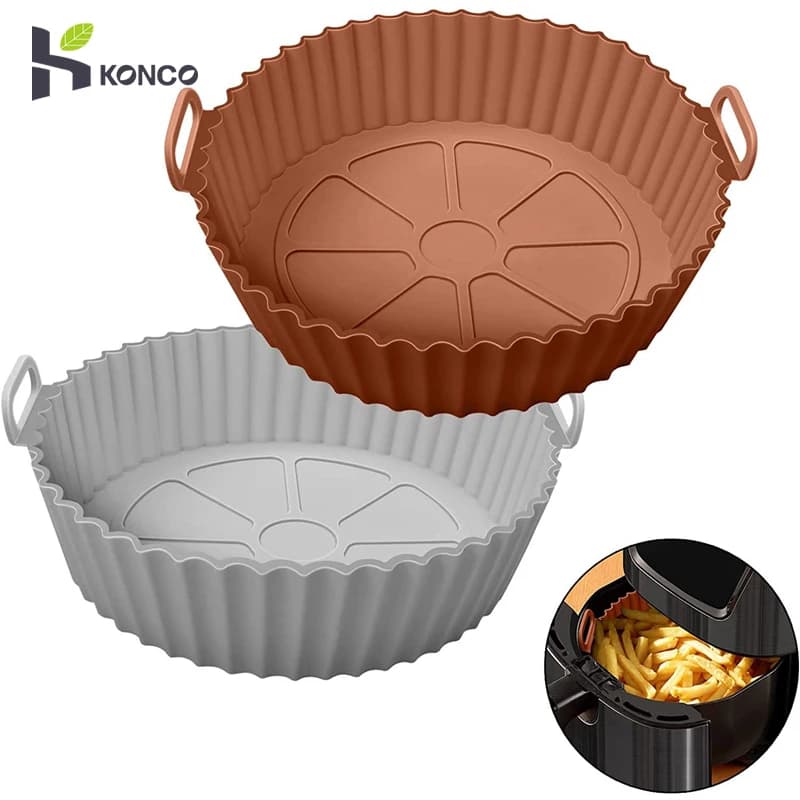 Friggitrice ad aria pentola in Silicone, friggitrici ad aria riutilizzabili rotonde teglia da forno cestino di pollo fritto tappetino Replacemen accessori per padelle