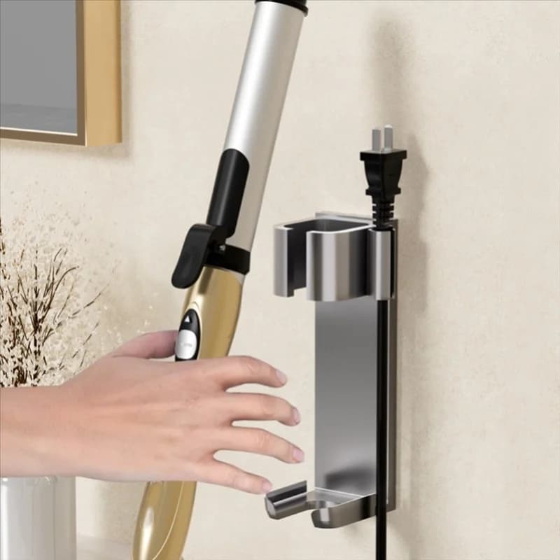 ABFU-Aluminum Wall Mount for Iron Hair Clips, Organizer Holders, Suitable for various curly hair sticks in grey