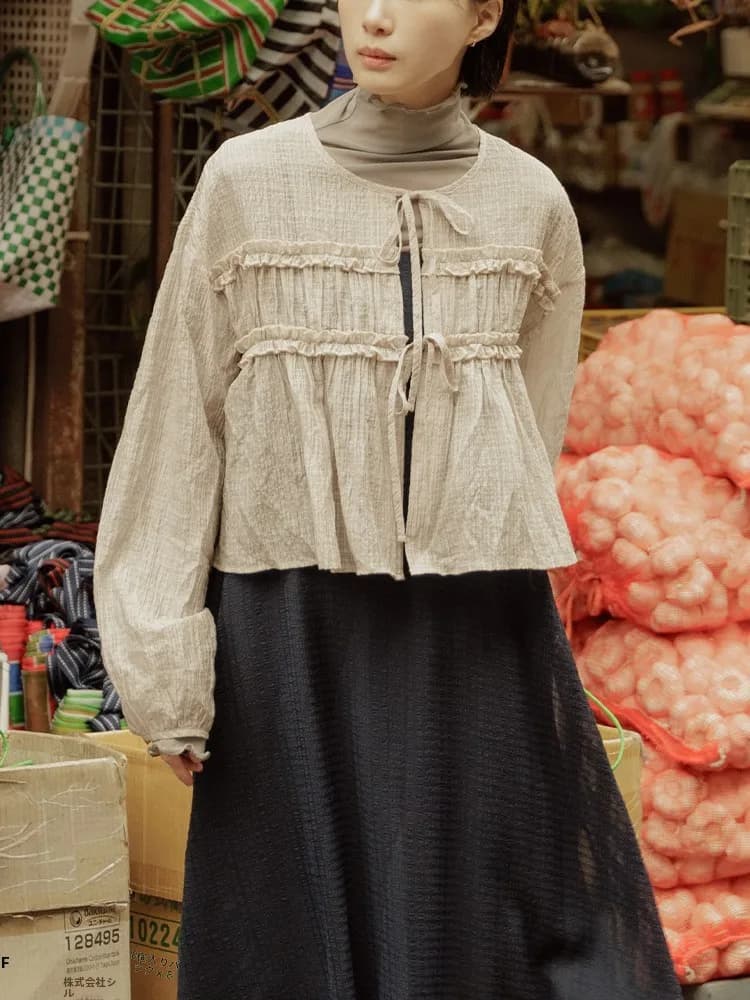 QUEENSHOP Nuovo Gilet Trasparente da Donna Primavera-Estate con Inserti in Pizzo e Cintura, Stile Casual in Fibra di Poliestere