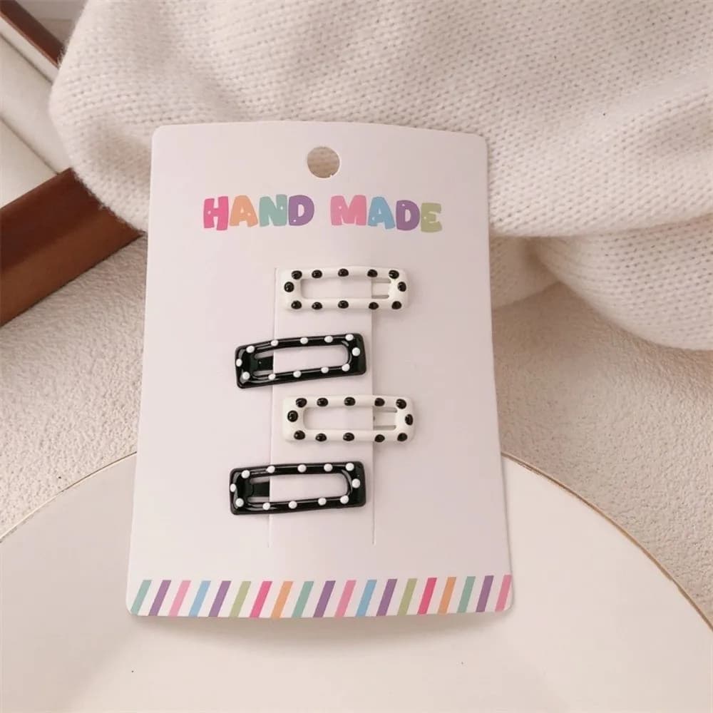 4 pezzi/set copricapo fermagli per capelli punto bianco nero carino forcina geometrica mollette dolci per ragazze