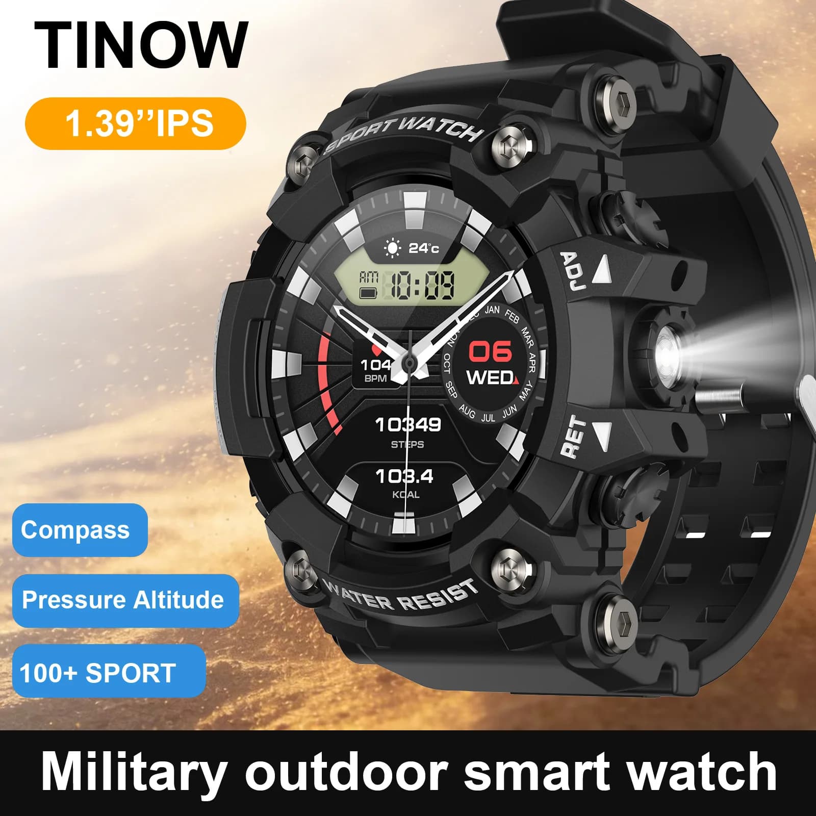 1.39 inch IPS altitude barometer External Smartwatch Speaking compass Bluetooth Smart multi sports watch for Android ios