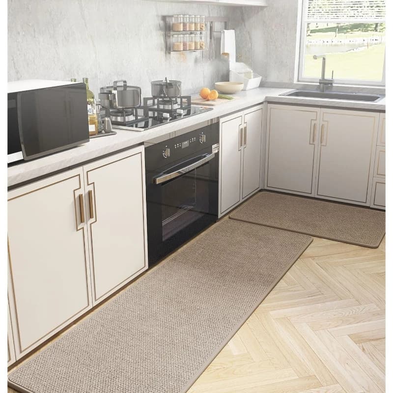 Oil & Water Absorbent Kitchen Mat, Horseshoe Weave Pattern Runner, Stain Resistant Long Rug, Durable Non-Slip Floor Carpet