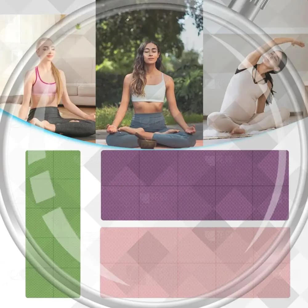 Tappetino yoga pieghevole Tappetino yoga da viaggio Tappetino pilates TPE bifacciale antiscivolo multifunzione per yoga pilates e allenamenti sul pavimento