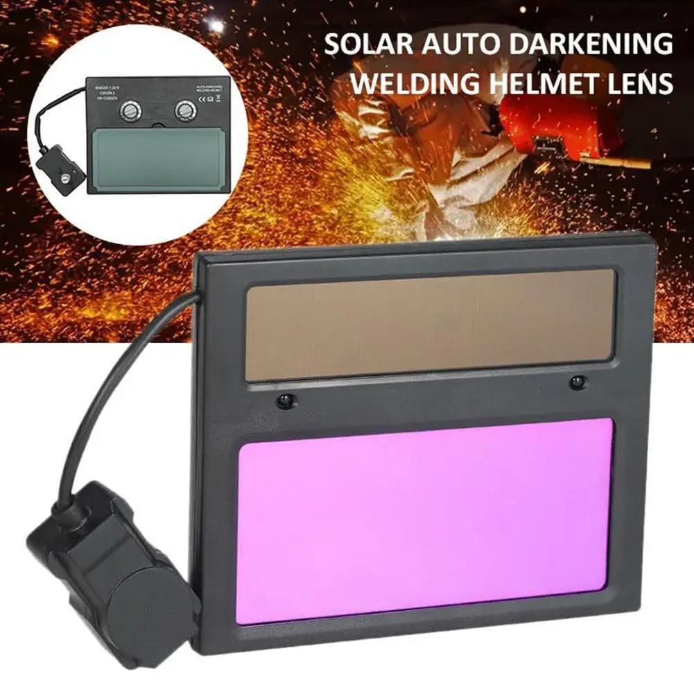 Maschera per saldatura a pannello solare per auto Lente per maschera con oscuramento automatico Strumenti per lenti con protezione anti-ultravioletti Lente per casco con ampia vista