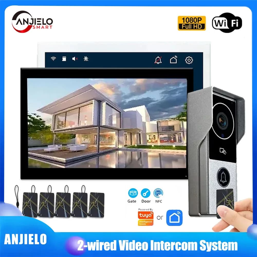 ANJIELO Tuya Smart Videocitofono 1080P a 2 Fili con Sblocco Remoto e Visione Notturna per la Sicurezza Domestica
