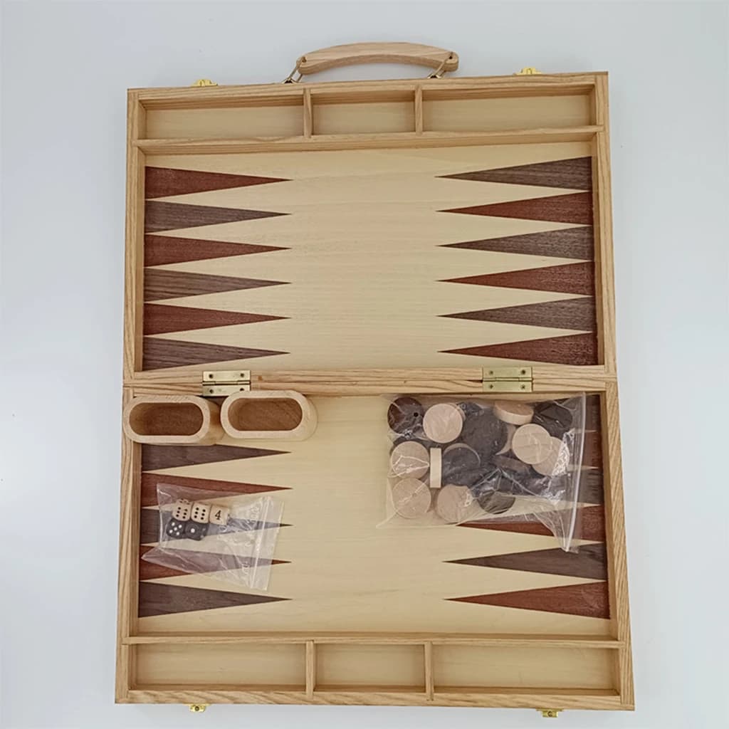 Backgammon in legno Set di scacchi di guerra terrestre occidentale Gioco da tavolo strategico classico Pezzi e accessori da gioco in legno Tavolo da 15 pollici