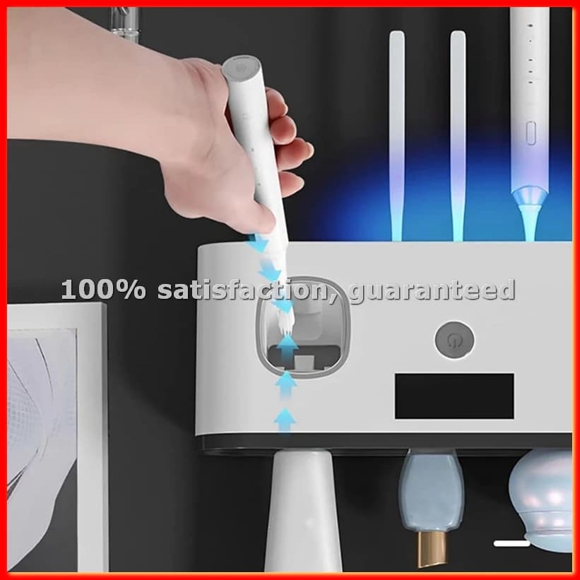 Portaspazzolini da Bagno, Dispenser di Dentifricio e Portaspazzolini Senza Foratura con 5 Scomparti - A63M