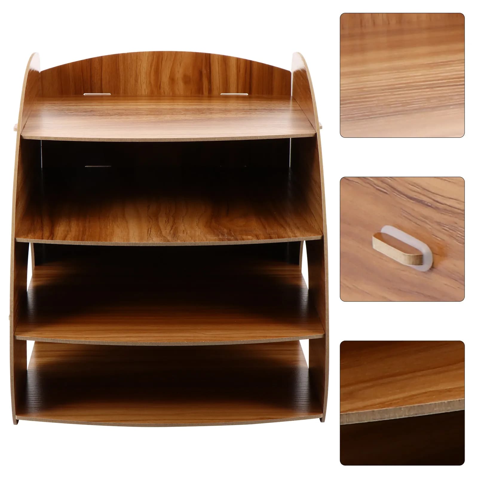 Organizzatore da Scrivania in Legno Multilivello, Portadocumenti dal Design Moderno, Libreria per Ufficio, Scatola Portaoggetti