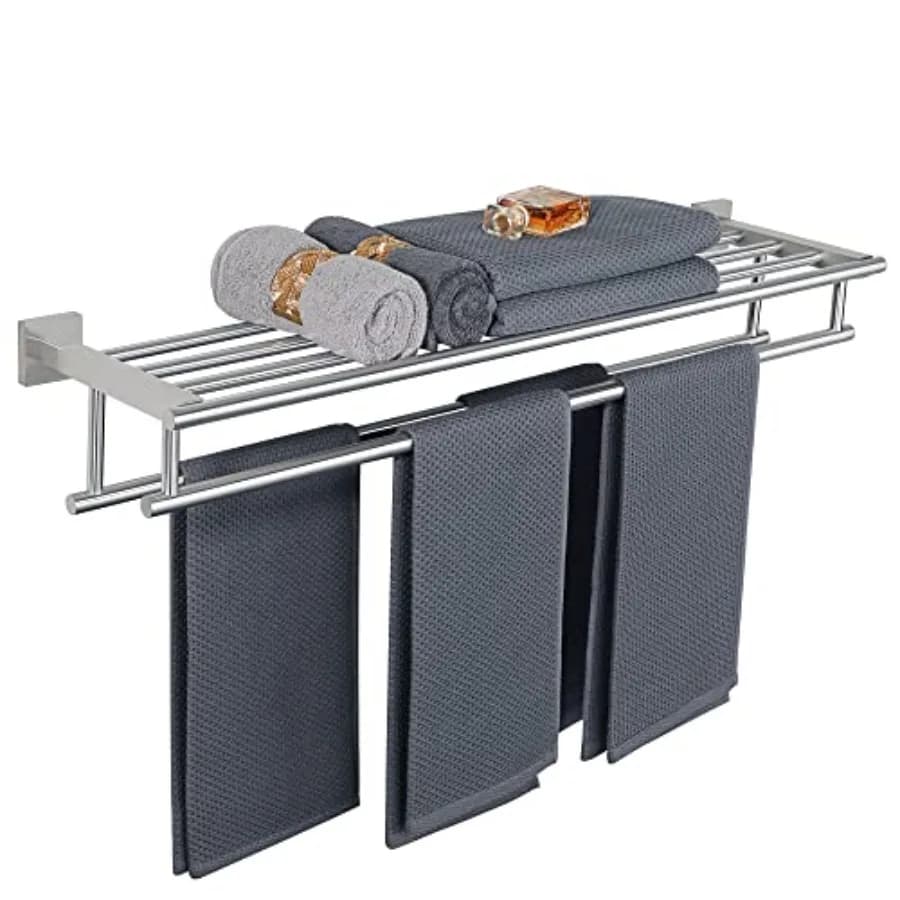 Portasciugamani da 32 Pollici in Nichel Spazzolato con Doppia Barra per Bagno e Lavabo, Supporto a Parete in Acciaio Inox SUS 304