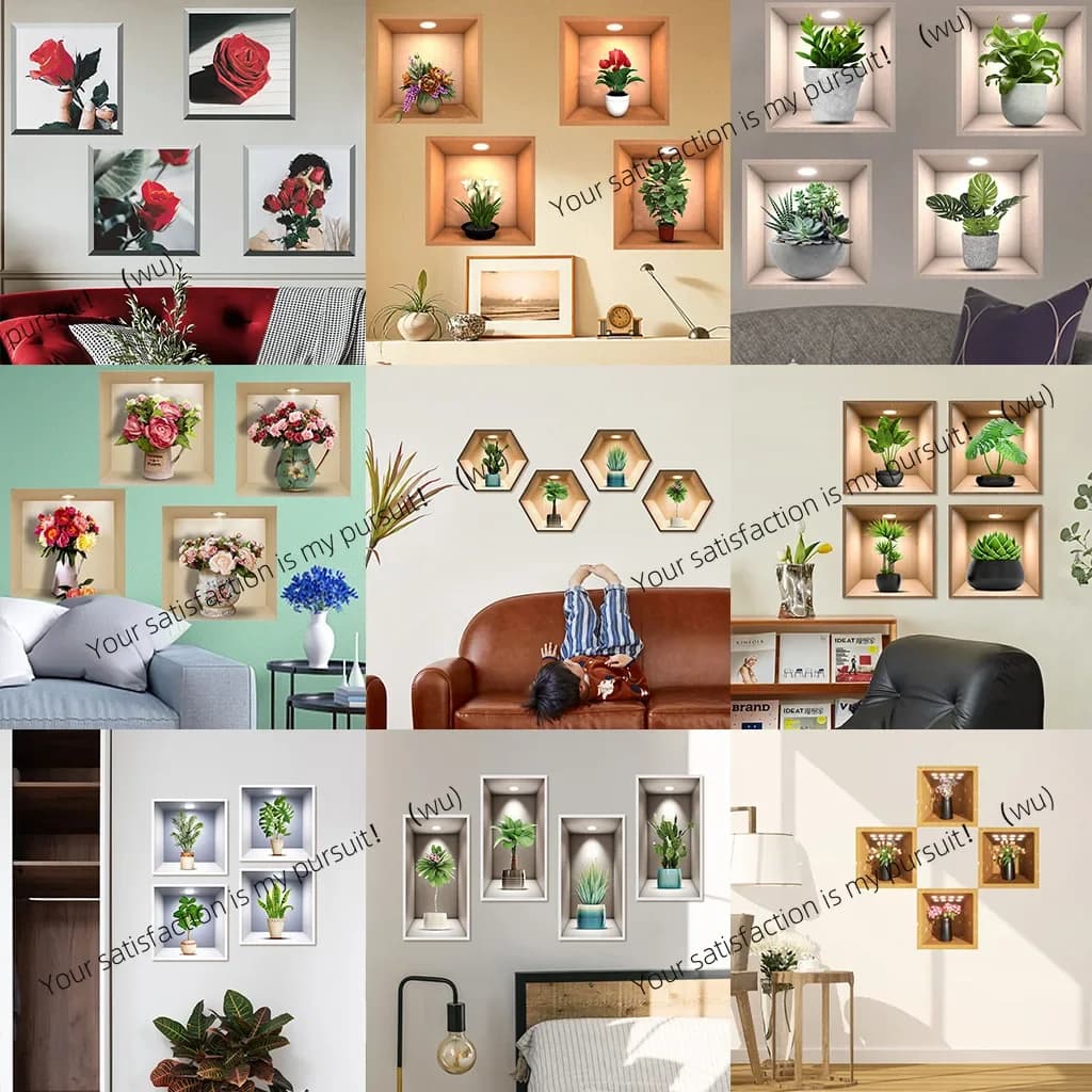 Wall decal Decorative Wall with Plants in Vase JS-N1076