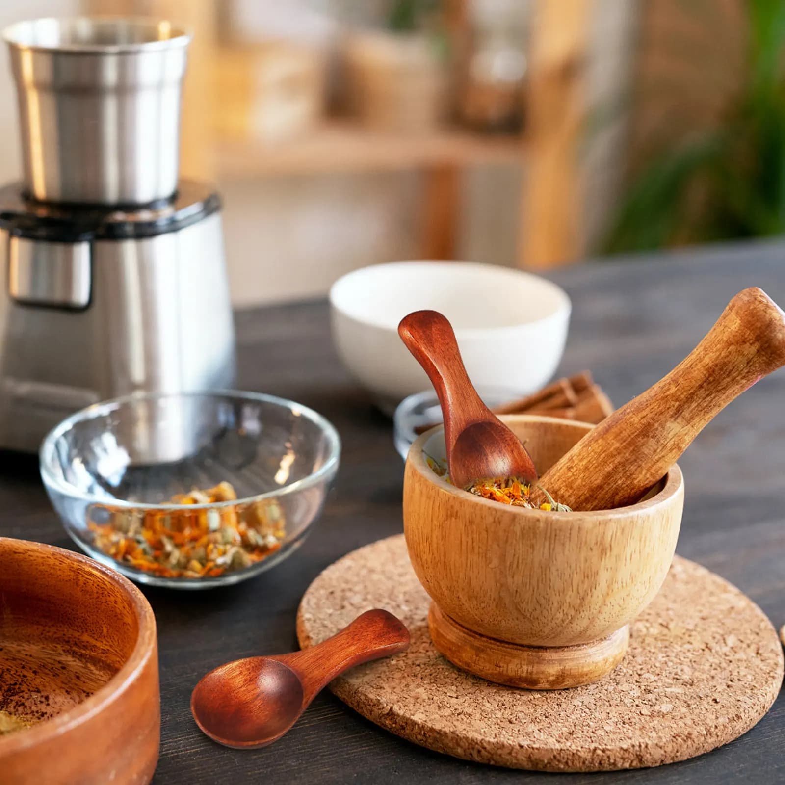 Set di 6 Mini Cucchiai in Legno per Spezie, Piccole Cucchiaiette in Legno per Condimenti, Utensili da Cucina