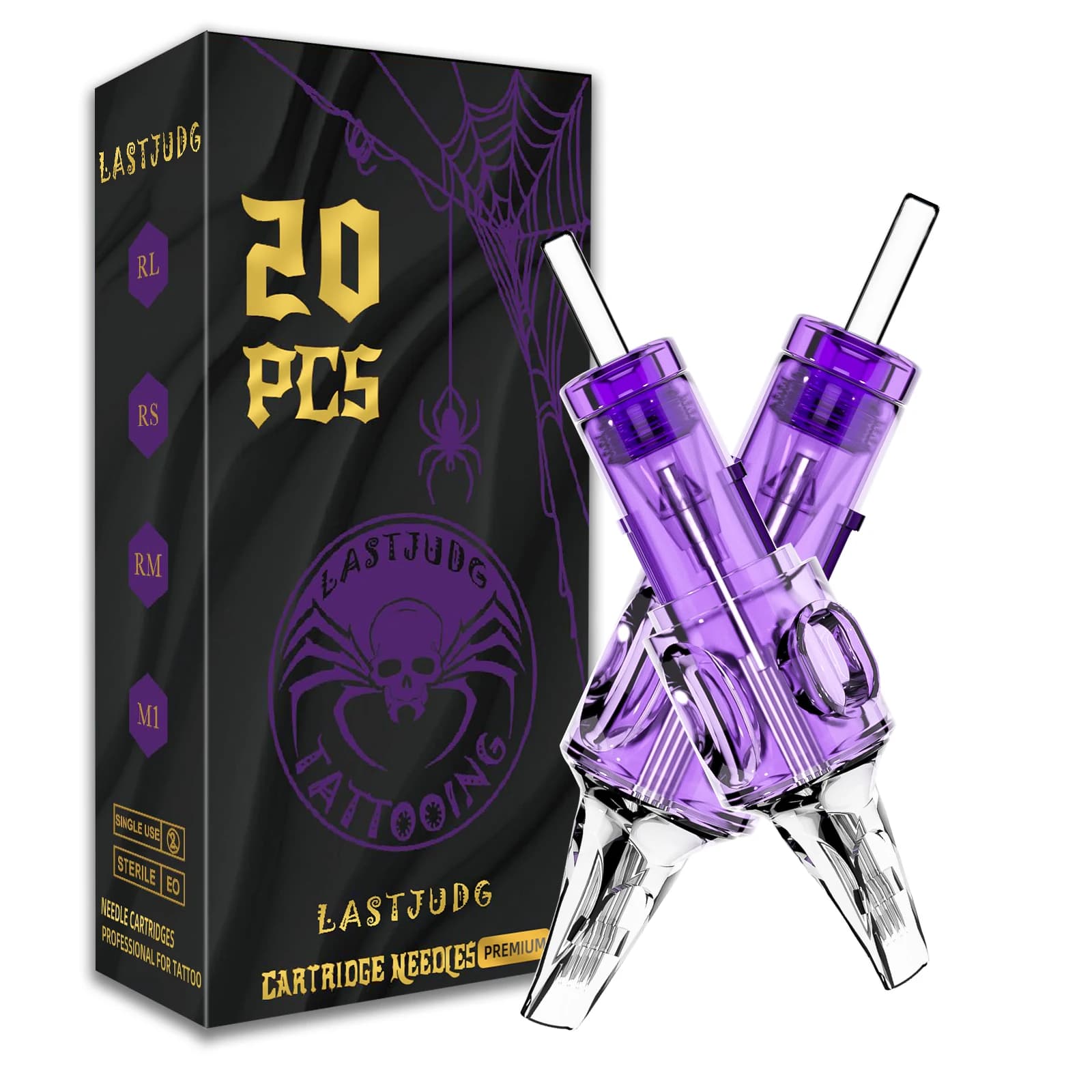 Aghi per cartucce per tatuaggi 20 pezzi Aghi per tatuaggio LASTJUDG per trucco Kit macchina per tatuaggi permanente Aghi per tatuaggio usa e getta di sicurezza